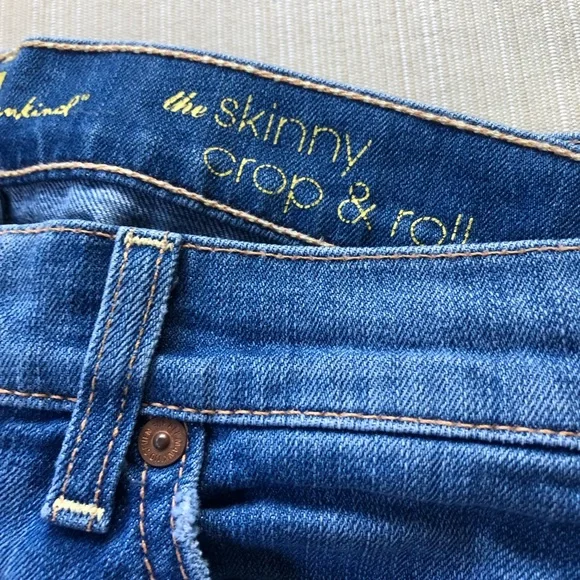 7 for all mankind the skinny ankle crop & roll denim jeans capris 25 - Picture 4 of 7